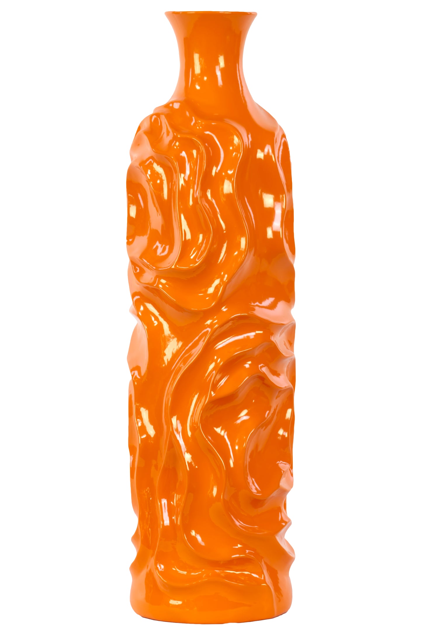 Ceramic Vase Gloss Finish Orange 19.5"H