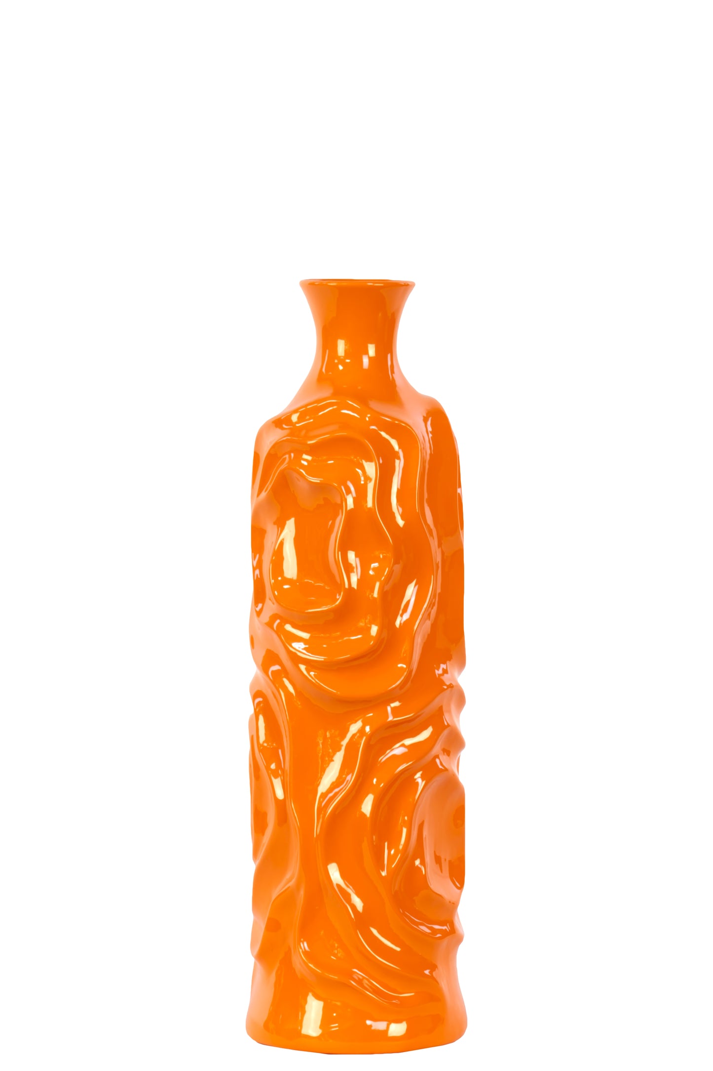 Ceramic Vase Gloss Finish Orange 19.5"H