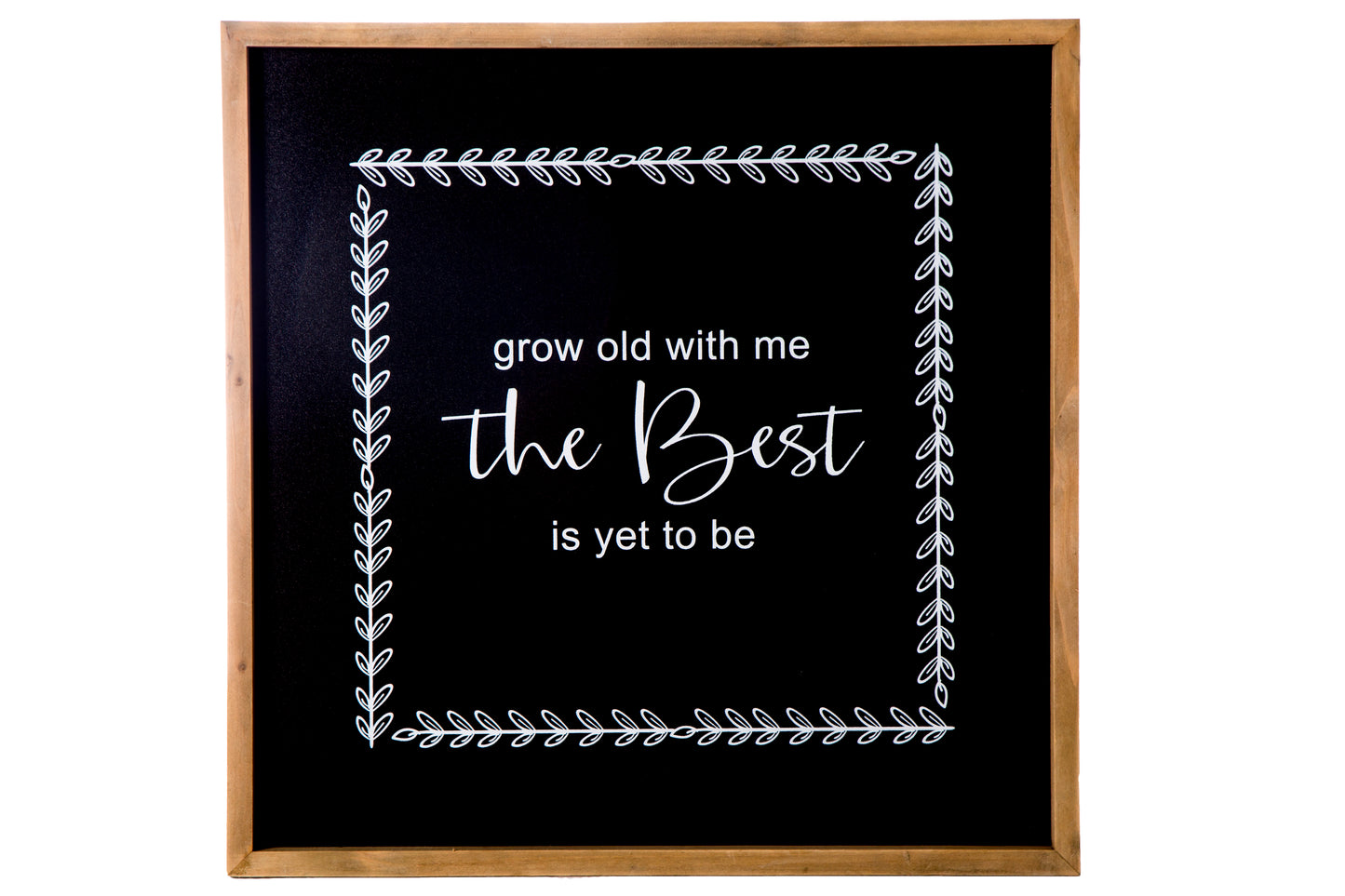 Wood Square Wall Art with Writing Design Painted Finish