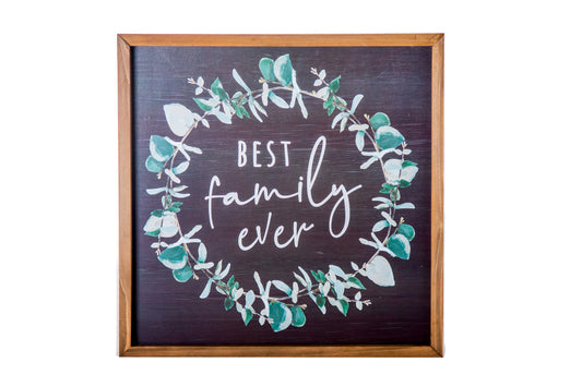 Wood Square Wall Art with Frame, Writing on Floral Ring Design Smooth Finish