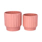 Ceramic Pot with Stand Set of Two Gloss White-7.00"H