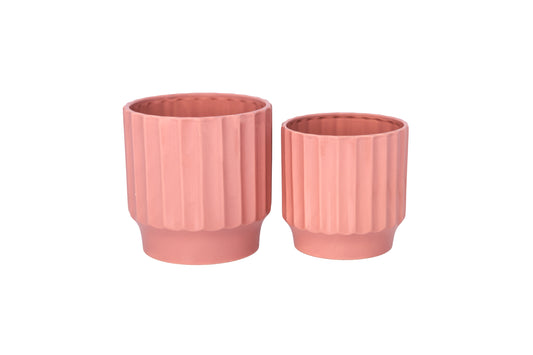 Ceramic Pot with Stand Set of Two Gloss White-7.00"H