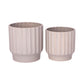 Ceramic Pot with Stand Set of Two Gloss White-7.00"H