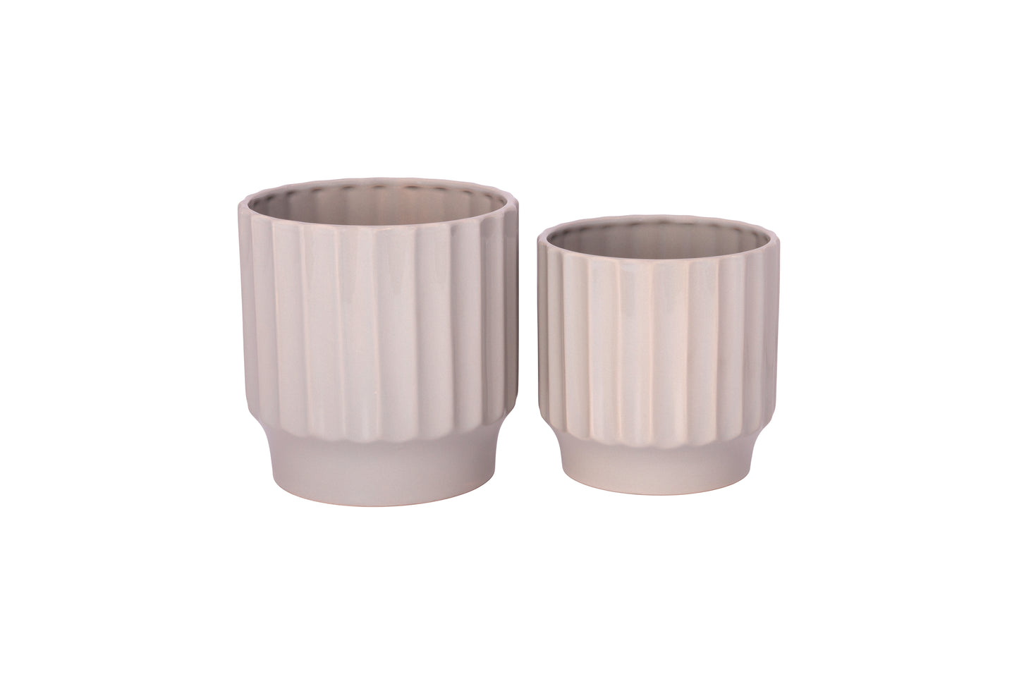 Ceramic Pot with Stand Set of Two Gloss White-7.00"H