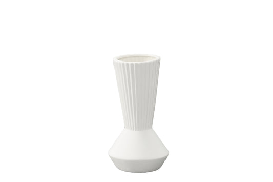 Ceramic Round Vase Matte Finish White-8.75"H