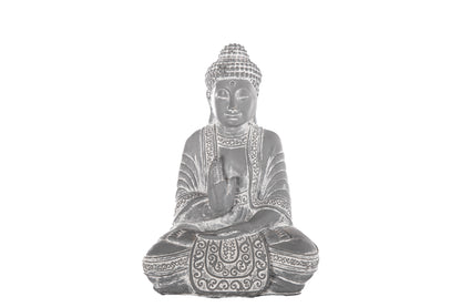 10" Cement Meditating Buddha Washed Concrete Finish Figurine