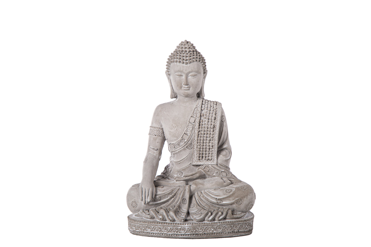 10" Cement Meditating Buddha Figurine in Bhumisparsha Mudra Position
