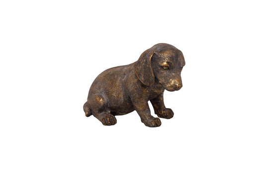 Fiberglass Dog Figurine Bronze-12.00"H