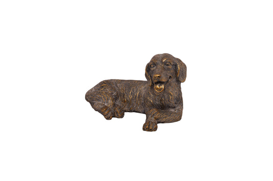 Fiberglass Dog Figurine Bronze-9.50"H