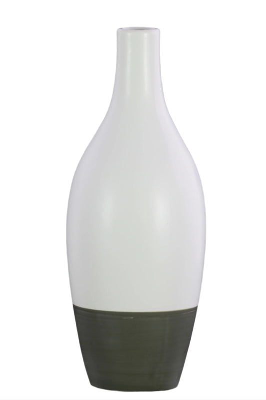 Ceramic  Round Vase Matte Finish White-11.5"H