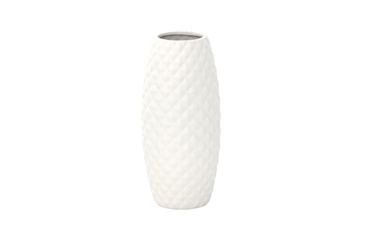 Ceramic  Round Vase Matte Finish White-9.75"H