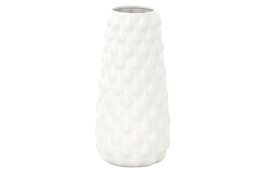 Ceramic Round Vase Matte Finish White-13.00"H