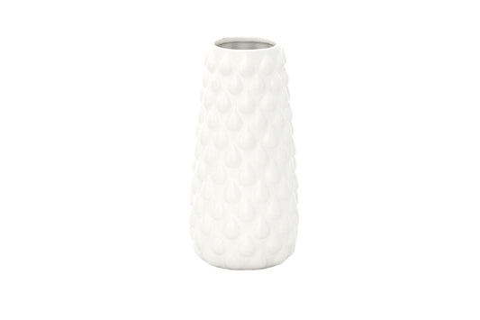 Ceramic Round Vase Matte Finish White-13.00"H