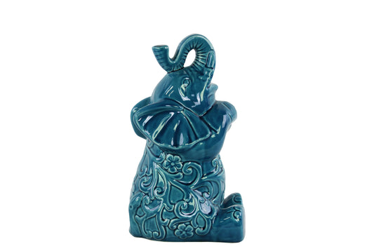 Ceramic Figurine Gloss Finish Turquoise 12"H