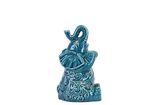 Ceramic Figurine Gloss Finish Turquoise 12"H