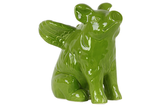 Ceramic Figurine Gloss Finish Green 10.25"H