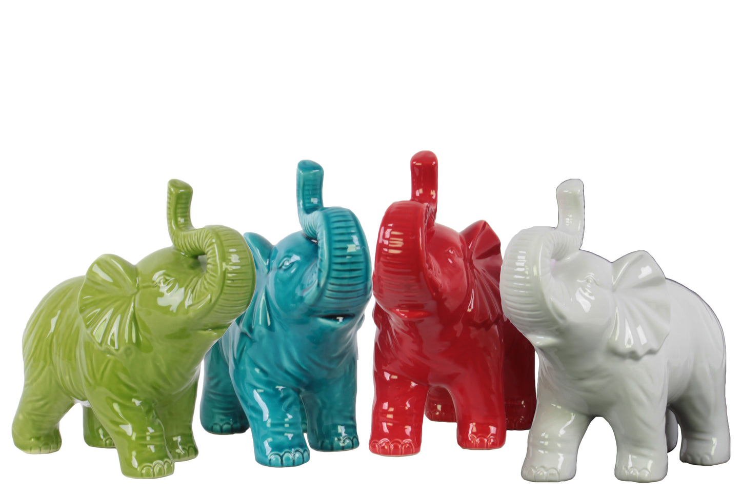 8" Ceramic Standing Trumpeting Elephant Figurine, ASST of 4