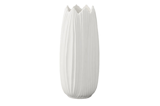 Ceramic Round Vase Matte Finish White-13.75"