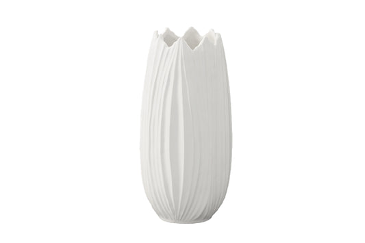 Ceramic Round Vase Matte Finish White-13.75"