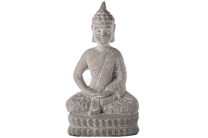 Cement Meditating Buddha Figurine Washed Concrete Finish Gray-18.00"H