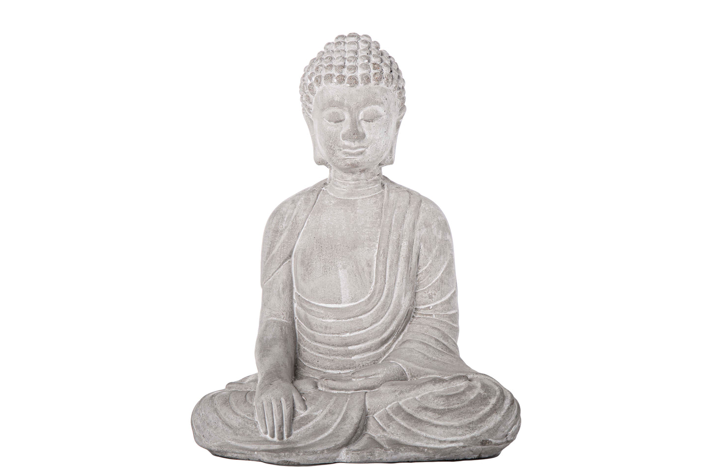 13" Cement Royal Meditating Buddha Figurine in Dhyana Mudra Position