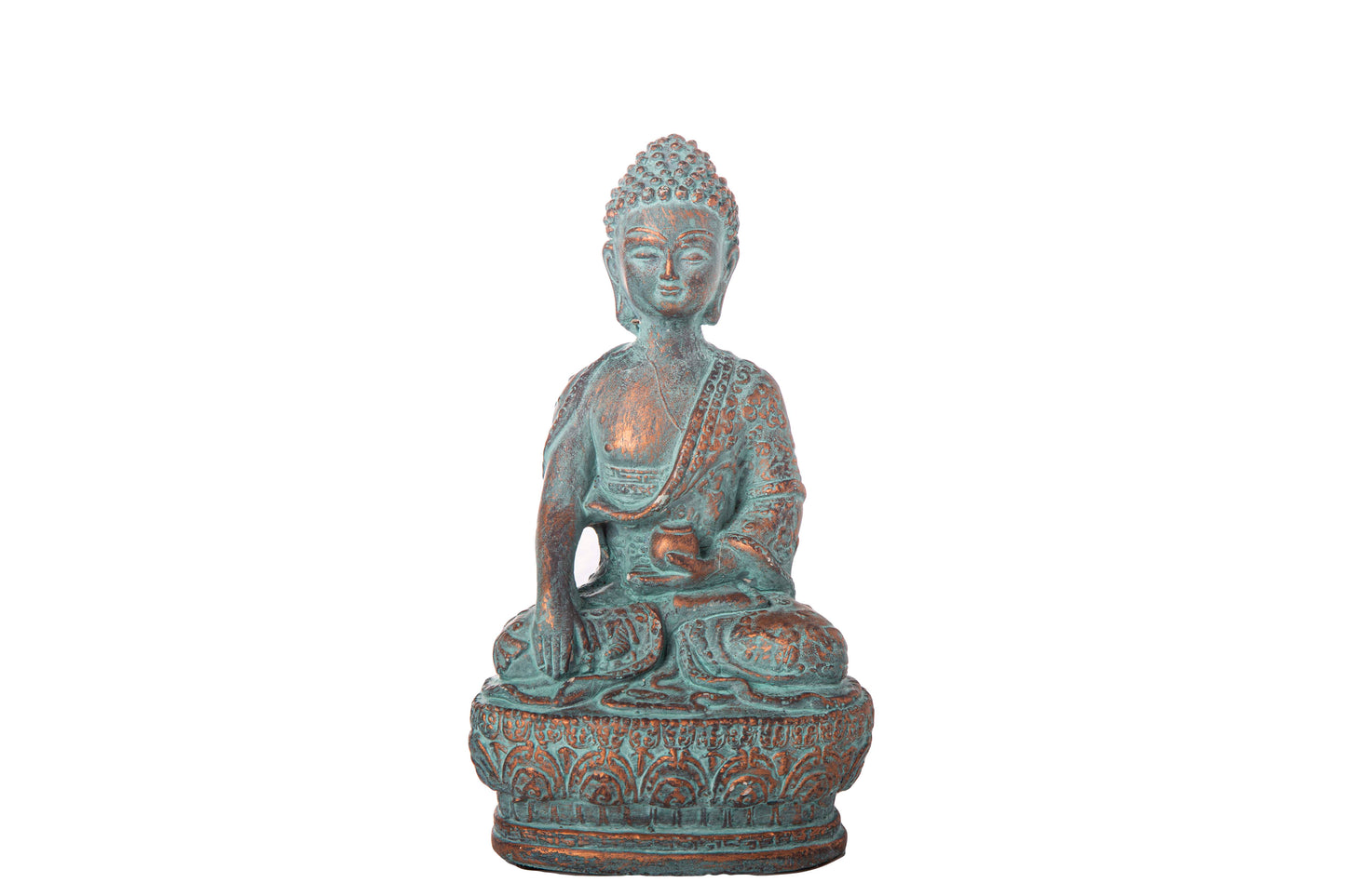 9" Cement Lord Meditating Buddha Figurine in Dhyana Mudra Position