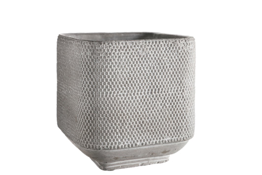 Cement Square Pot Washed Finish Gray-7.00"H