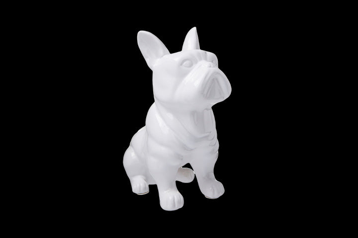 Ceramic Sitting French Bulldog Figurine with Pricked Ears