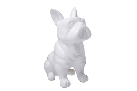 Ceramic Figurine Gloss Finish White 9"H