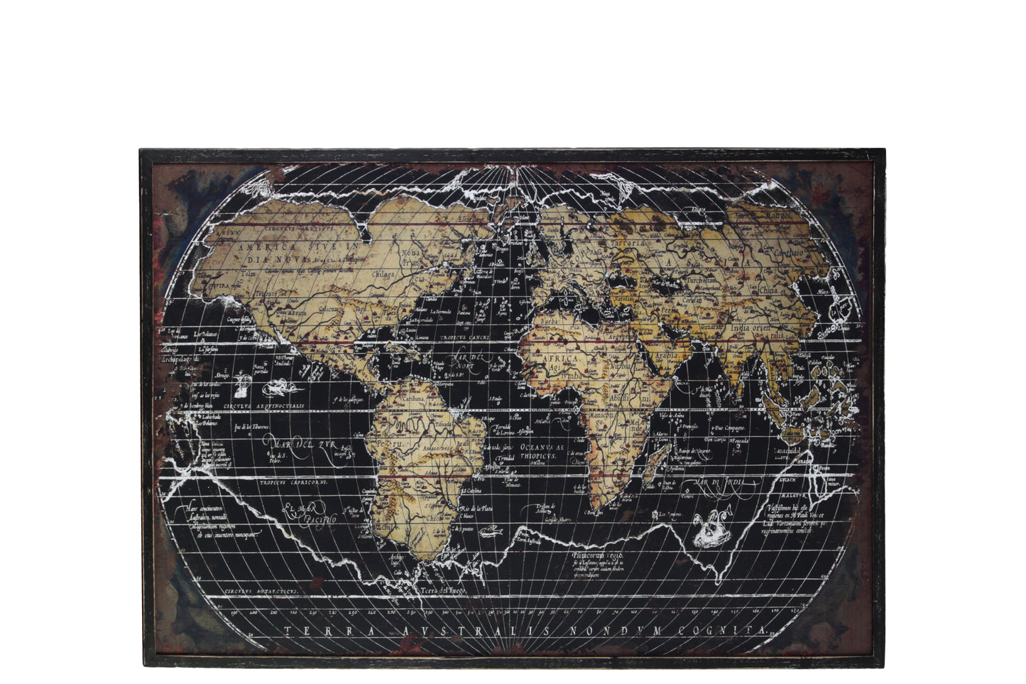 Wood Rectangular Panel Giclee Print of "World Atlas"