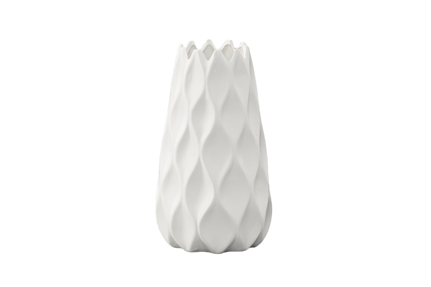 Ceramic Round Vase Matte Finish White-12.25"H