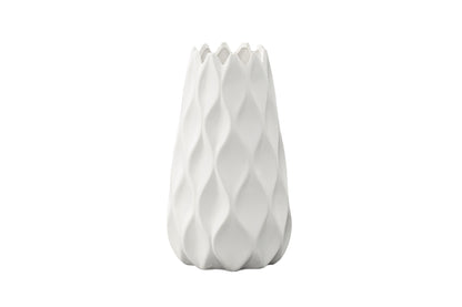 Ceramic Round Vase Matte Finish White-12.25"H