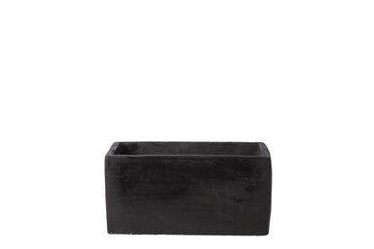 Cement Rectangle Flower Pot Concrete Finish Black-5.00"H