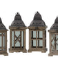 Wood Square Lantern with Black Pierced Metal Top, Ring Hanger and Glass Windows