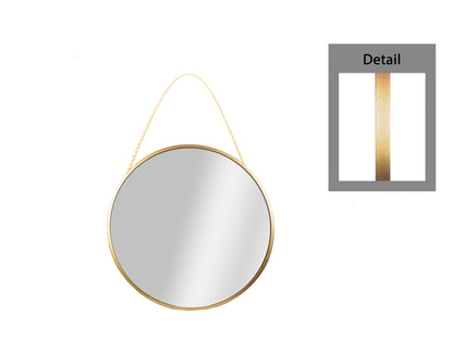 Metal Round Wall Mirror Metallic Finish Gold-19.00"H