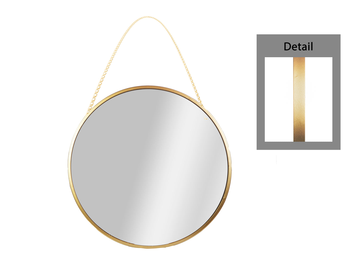 Metal Round Wall Mirror Metallic Finish Gold-19.00"H