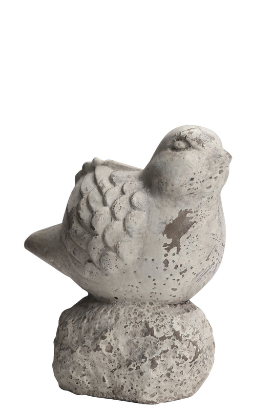 Cement Bird Figurine Distressed Finish Gray-7.75"H