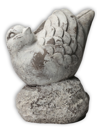 Cement Bird Figurine Distressed Finish Gray-6.25"H