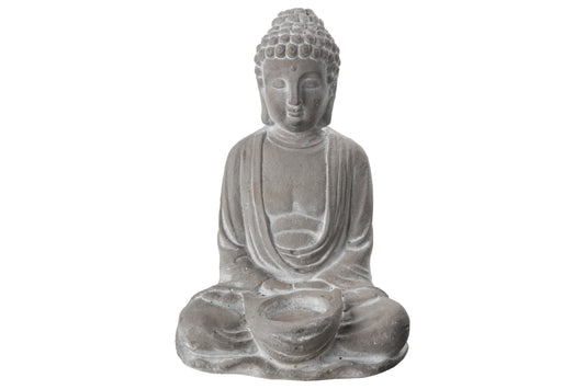 10" Cement Sitting Buddha Figurine in Dhyana Mudra Meditating Position