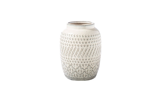 Ceramic Round Vase Gloss Finish White-10.00"H