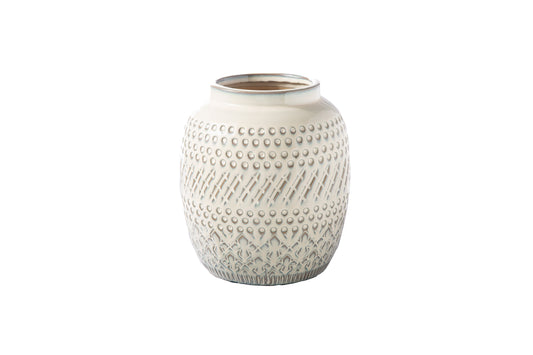 Ceramic Round Vase Gloss Finish White-10.00"H