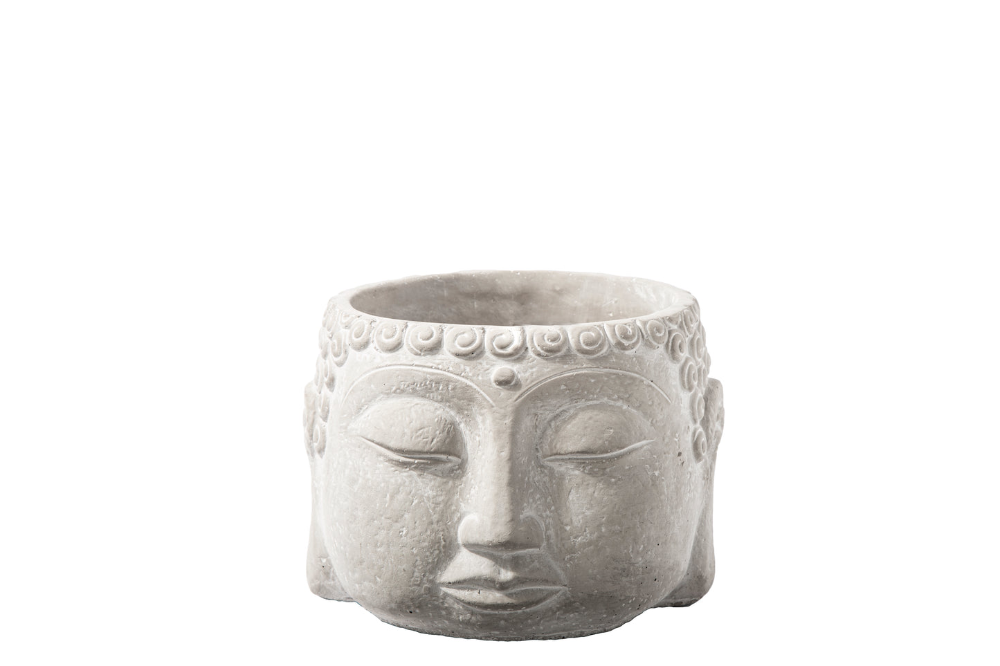 Cement Fat Buddha Head Pot Washed Concrete Finish Gray