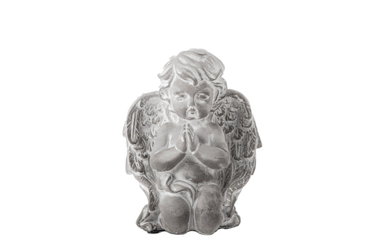 8" Cement Praying Bare Cherubim in Kneeling Position Figurine