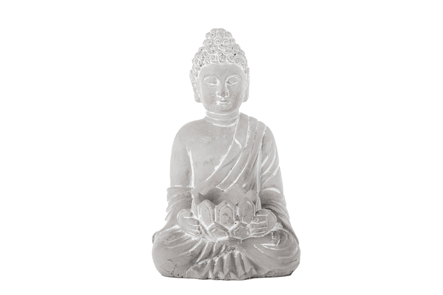 9" Cement Buddha Figurine with Basin