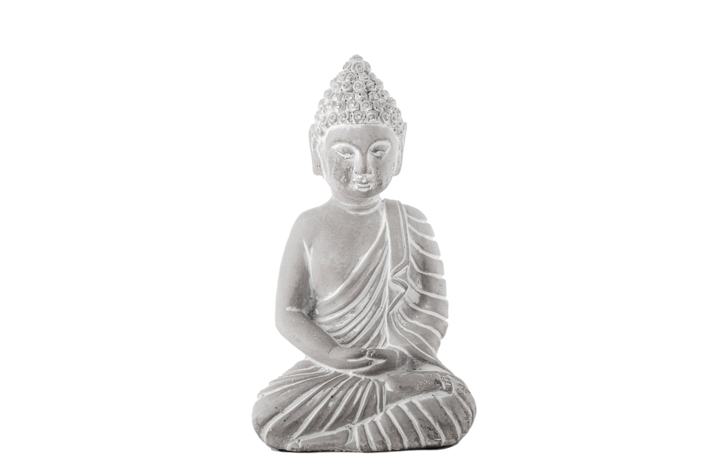 9" Cement Meditating Buddha Figurine in Dhyana Mudra Position