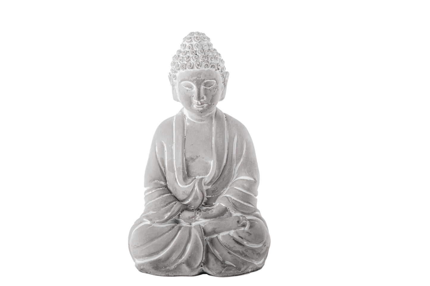 9" Cement Meditating Buddha Figurine in Dhyana Mudra Position