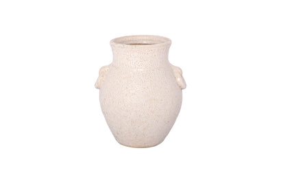 Ceramic Amphora Vase LG Finish Ivory-10.50"H