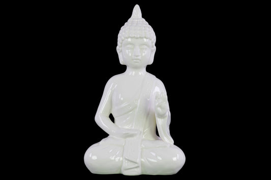 Ceramic Figurine Gloss Finish White-12.5"H