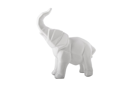 Ceramic Standing Elephant Figurine Chrome Finish Gold-9.50"H