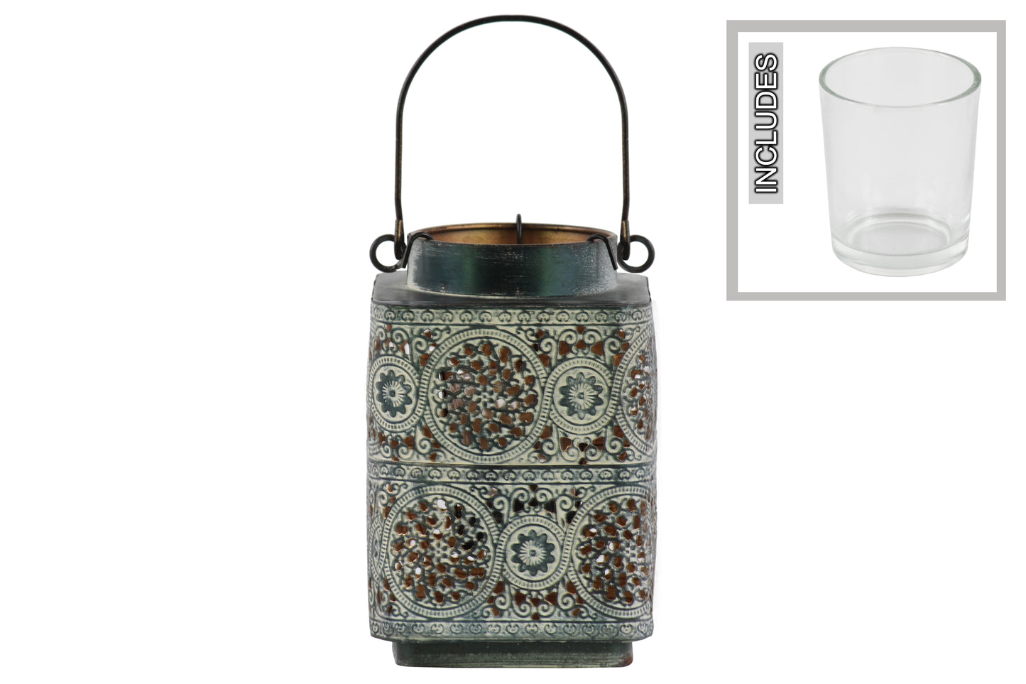 Metal Lantern Coated Finish Black 6.75"H